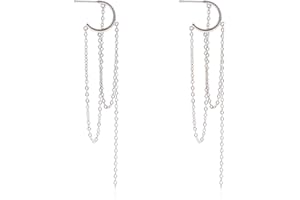 SLUYNZ 925 Sterling Silver Dangle Earrings Tassel for Women Elegant Dangling Earrings Chain Threader Earrings