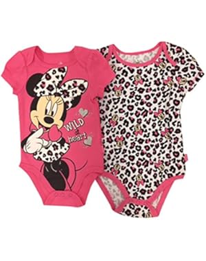 Minnie Mouse Wild At Heart Pink 2 Pk Bodysuits (size 0-9months)