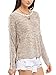 ROMWE Women's Scoop Neck Long Sleeve Tee Contrast Trim High Low Marled Knit T-shirt khaki S