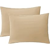 iMaylex Soft Brushed Microfiber Fabric Zipper Pillowcase, Cozy and Lightweight, Easy Care, Set of 2, Khaki, Standard, 20" x 26"