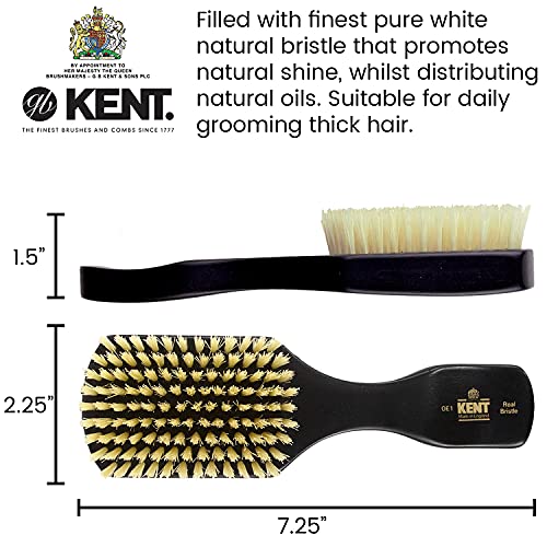Kent OE1 Ebony Wood Rectangular Hair Brush and Facial Brush for Beard