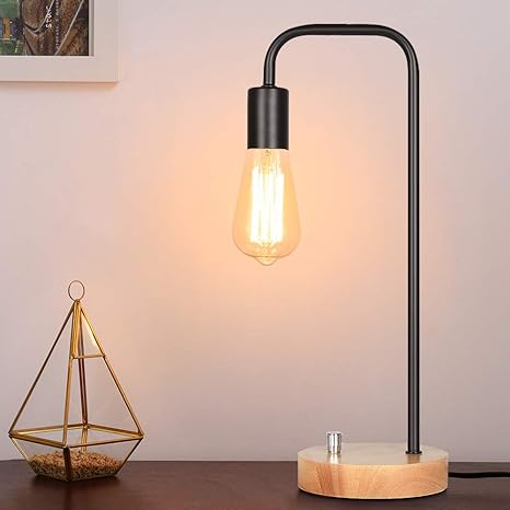 Edison Desk Lamp Industrial Nightstand Table Lamp Black Lamp