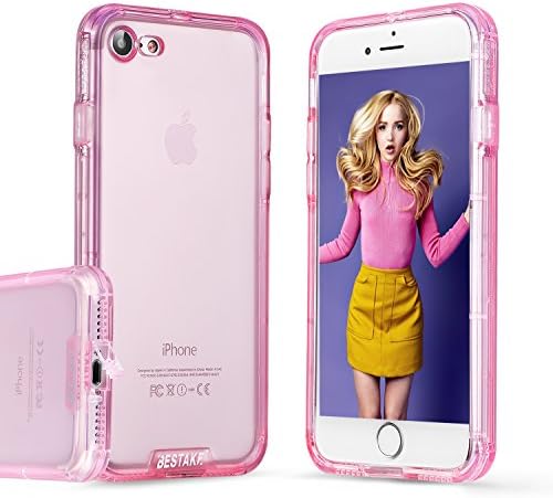 Toobe iPhone 8 iPhone 7 Case Clear Soft Ultra Slim Anti-Scratch Protective Armor Shock Absorbing Heavy Duty Shockproof Case Dropproof Protection With Tempered Glass,Clear Pink