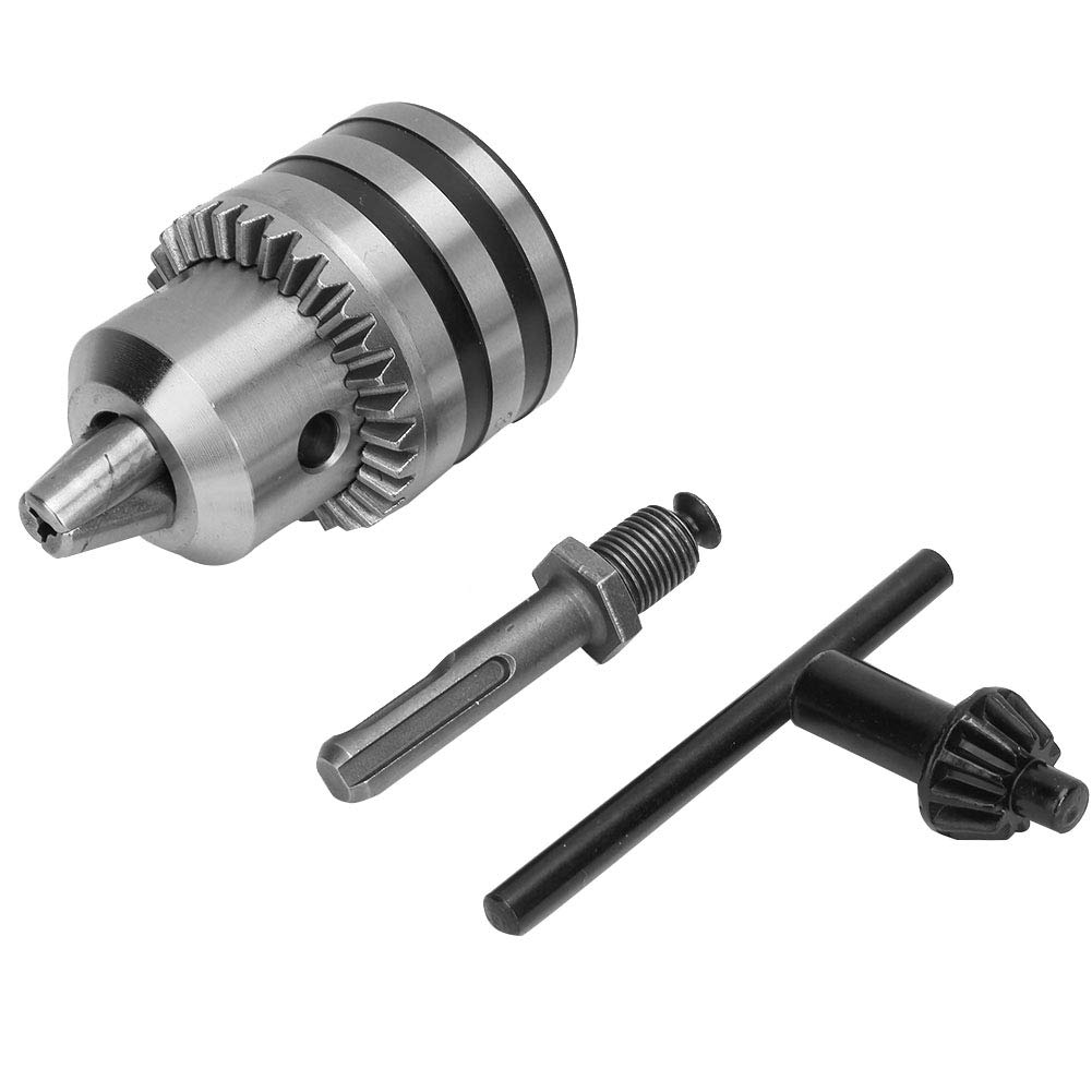 Light Electric Drill Chuck Adapter Kit with SDS Electric Hammer Round Handle Conversion Connecting Rod Key Type(Clamping Range 0.12-0.63in)