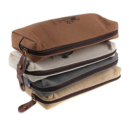 Sealike Vintage Eiffel Tower Canvas Pen Bag Pencil Case Pen Holder Cosmetic Bag Pouch Bag for Women Teen Girls with Stylus Coffee
