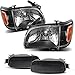 AUTOSAVER88 Headlight Assembly Compatible with Tacoma 2001-2004 Pickup Truck Replacement Headlights Black Housing with Amber Reflector Clear Lens + Bumper Lights