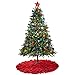Lalent Christmas Tree Skirt, 48 Inches Red Black Buffalo Check and Burlap 6 Layers Ruffled Xmas Tree Skirt Gifts for Party Holiday Christmas Decorations (Red/Black)
