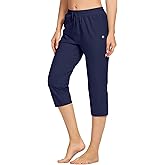 VEOBIKE Women's Capri Pants Cotton Jersey Yoga Capris Drawstring Joggers Workout Sweatpants Loose Lounge Crop Pants Pockets