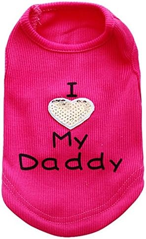Pet Dog Clothes Small Puppy Sweater Winter Apparel I Love My Daddy Sequin T-Shirt for Doggy