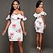 CoCo Fashion Women's One Off Shoulder Floral Printed Ruffle Chest Bodycon Midi Dress (Medium, Style 3)