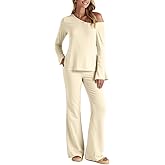 BWQ Sexy 2 Piece Outfits for Women Long Sleeve Wide Leg Pants Casual Lounge Matching Sets