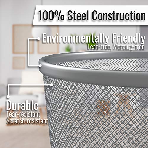 Zuvo Metal Wire Mesh Waste Basket Garbage Trash Can for Office Home