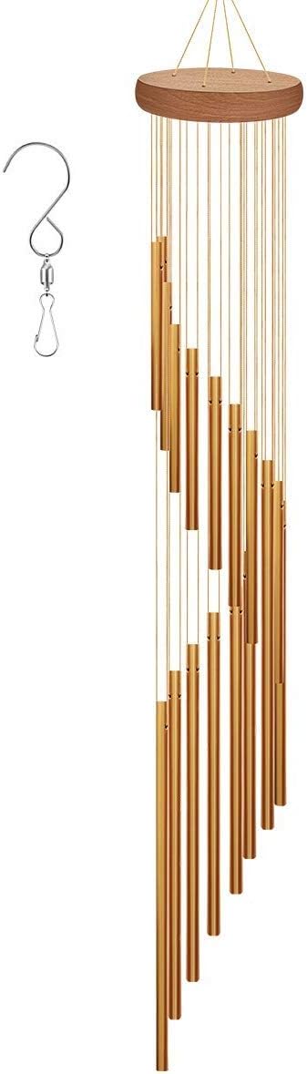 TECHTEST Metal Wood Wind Chime (11.9 x 8.6 x 88.9 cm, Brown)