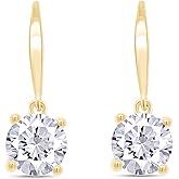 2-4CT Moissanite Dangle Earrings, D Color Ideal Cut Lab Created Moissanite Diamond 925 Sterling Silver 4 Prong Earrings for Women