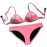 Tengweng Womens Push up Hand Knitted Crochet Neoprene Bikini Set Mesh Swimsuit