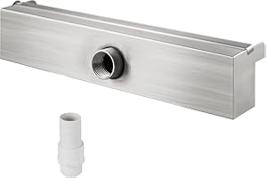 Uargd Stainless Steel Pool Fountain Waterfall Spillway 23.6" x 4.5" x 3.1" (W x D x H) Rectangular Design for Outdoor Garden 