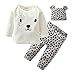 Eghunooy Baby Boys Girls Clothes Long Sleeve Leopard T-Shirt Pants Hat Outfits (9-12 Months) White