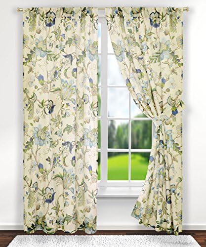 Ellis Curtain Brissac Tailored Panel Pair with Tiebacks, 70 x 63, Blue