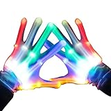 BESTTY 10106815 Skeleton Halloween Gloves Pair of 1 Led Glove for Clubs. Lightshow Dancing Gloves for Clubbing, Multicolor