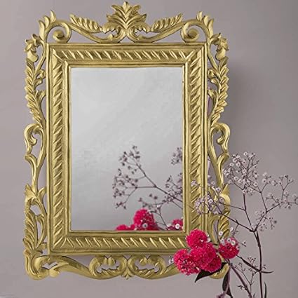 Homesake French Carved Royal Vintage Decorative Wooden Wall Mirror,Antique Classic Gold