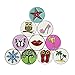PINMEI Lot of 10 Golf Ball Markers Assorted Patterns, Soft Enamel Technique, Dia 24.4MM