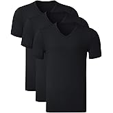 COLORFULLEAF Mens Bamboo Rayon Undershirts V Neck T Shirts Short Sleeve Slim Fit Tees Tag-Free 3 or 6 Pack
