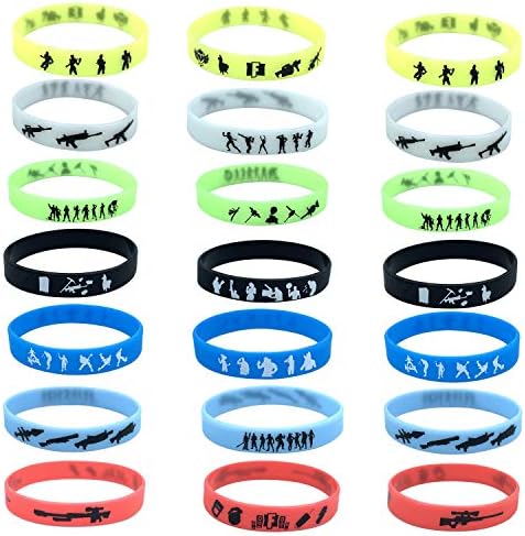 21 PCS Gaming Party Supplies Bracelets, Video Game Themed Birthday Party Supplies Favors for Kids,GLOW IN THE DARK
