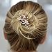Mariell Handmade Rose Gold Bridal Hair Pin Stick - Silvery Leaves, Freshwater Pearls & Crystal Sprays