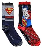 DC Comics Superman Stripes Men's Crew Socks 2 Pair Pack Shoe Size 6-12