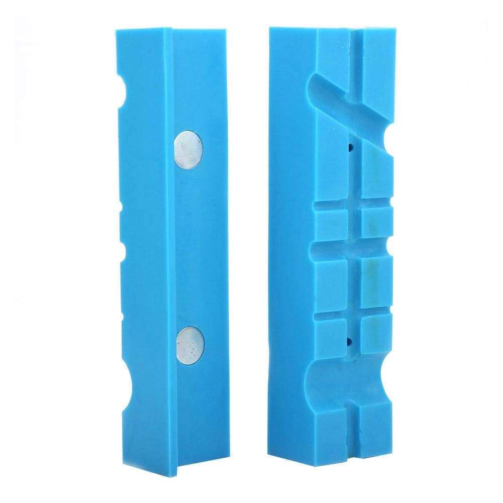 2pcs Vise Jaws, 5.5" Multi-Groove Magnetic Soft Bench Vise Vice Jaw Pad Accessories, Blue - Image 4