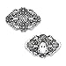 ElegantPark BM Vintage Flowers Rhinestones Wedding Party Decoration Shoe Clips Antique Silver 2 Pcs