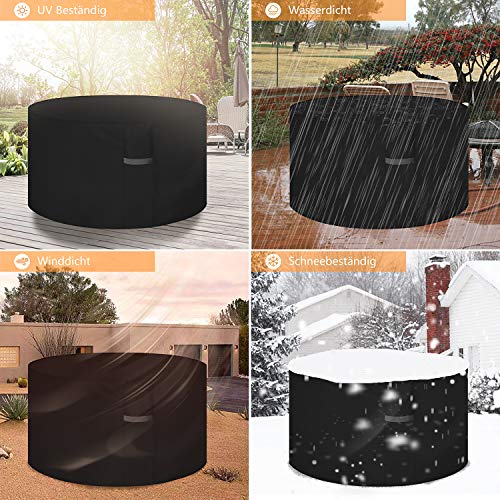 Dokon Gartenmöbel Abdeckung Wasserdicht Schwerlast 600D Oxford Gewebe Gartentisch Abdeckplane Winterfest Winddicht UV Beständiges Schutzhülle für Loungemöbel Möbelsets Sitzgruppe Rund (Ø230x100cm) – Bild 3