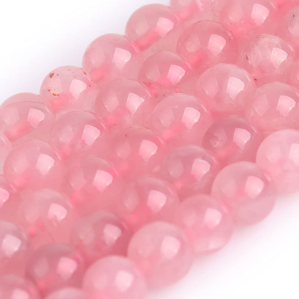 GEM-Inside Natural 6mm Madagascar Rose Quartz Crystals Round Gemstone Semi Precious Loose Beads for Jewellery Making 15''