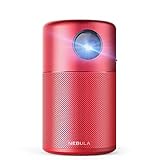 Nebula Capsule, by Anker, Smart Wi-Fi Mini Projector, Red, 100 ANSI Lumen Portable Projector, 360&deg; Speaker, Movie Projector, 100 Inch Picture, 4-Hour Video Playtime, Outdoor Projector-Watch Anywhere