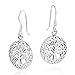 AeraVida Symbolic Mystic Celtic Frame Tree of Life .925 Sterling Silver Dangle Earrings | Simple Round Tree of Life Earring for Women