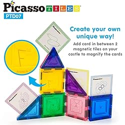 PicassoTiles 42PCs Magnetic Building Tiles Learning