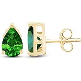 Pear Shape Stud Earrings In 14K Yellow Gold Over Sterling Silver (1.5 Ct)