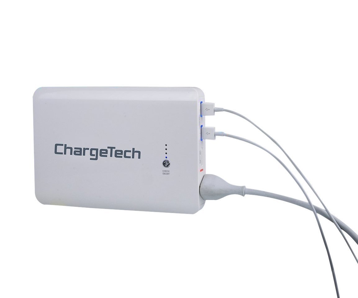ChargeTech 24,000mAh WHITE Portable Battery Pack w/ AC Outlet & USB