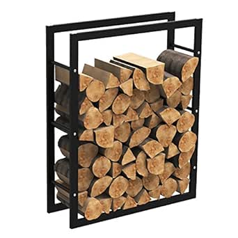 MCTECH® - Estante metálico para leña de chimenea, soporte para leña