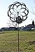 UDL Flower Wind Spinner Kinetic Art Decorative Garden Stake, Outdoor Dual Motion Double Spiral Metal Lawn Ornament, Bronze Powder Coated Yard Sculpture