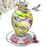 Grateful Gnome - Hummingbird Feeder - Hand Blown Glass - Bubblegum Swirl - 28 Fluid Ounces