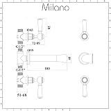 Milano Elizabeth Wall Mounted 3 Tap-Hole Basin Mixer Tap Chrome White Lever view 5