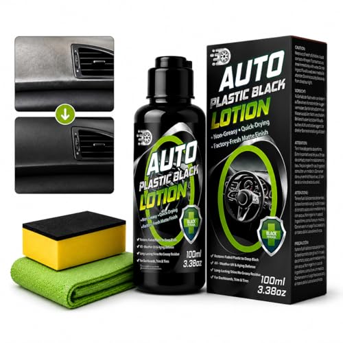Inpumo Back to Black Trim Restorer, 100ml Car Plastic Restorer, Exterior and Interior Car Cleaning Kit, Restore Faded Plastic, Vinyl & Rubber, Resists Water, UV Rays, Dirt
