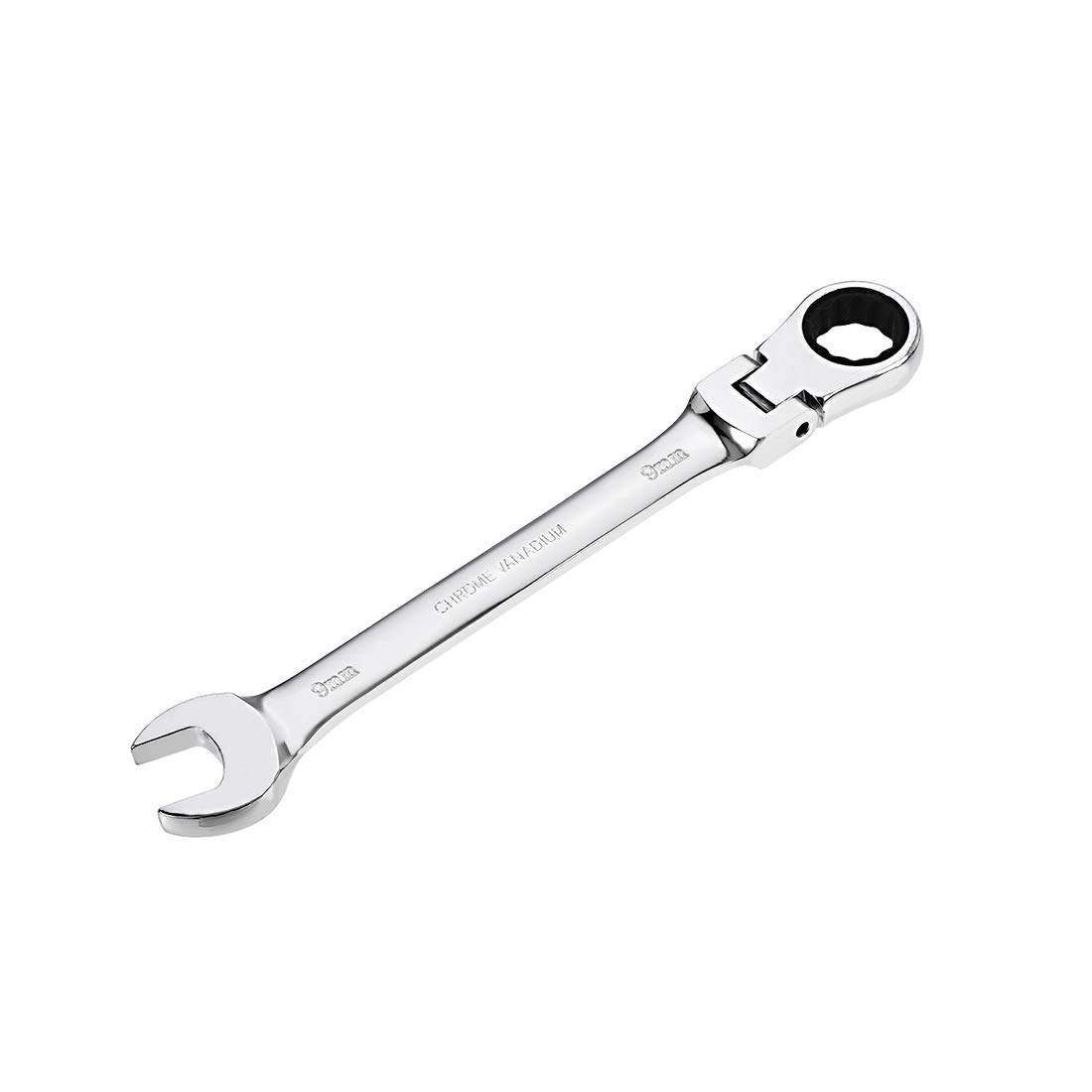 sourcing map 9mm Flex-Head Ratcheting Combination Wrench Metric 72 Teeth 12 Point Ratchet Box Ended Spanner Tools, Cr-V
