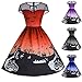 Forthery Clearance Women's Halloween Costume Dress Pumpkin Skater Swing Dress Funny Skull Dress