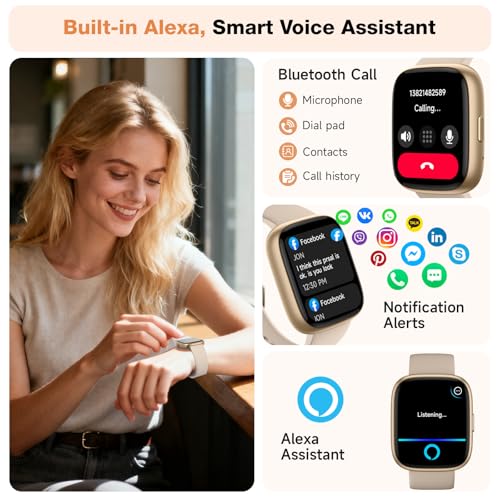 Smart Watch for Women Men, Alexa Built-in, 1.83" HD Touchscreen Fitness Tracker with Bluetooth Calling, Fitness Watch with Sleep Monitor, 100+ Sports Modes, IP68 Waterproof Smartwatch for Android iOS