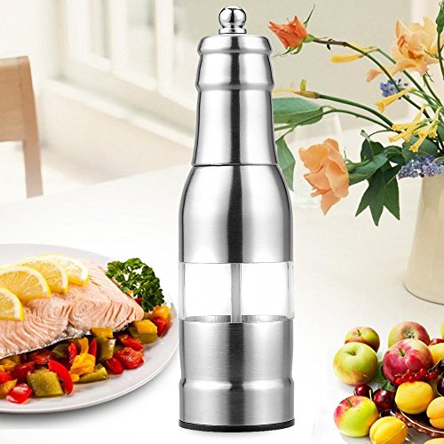 SUPOW Salt and Pepper Grinders - Stainless Steel Pepper Mills with Manual Adjustable Ceramic Grinders - Utility Shakers, Huge Capacity, Ergonomic Design