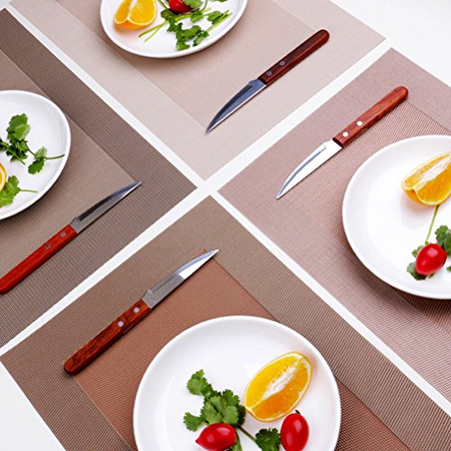 Washable Kitchen Dining Table Placemats Non-slip Woven Vinyl Restaurant Placemats Set of 4 from Ocharzy (Gold)