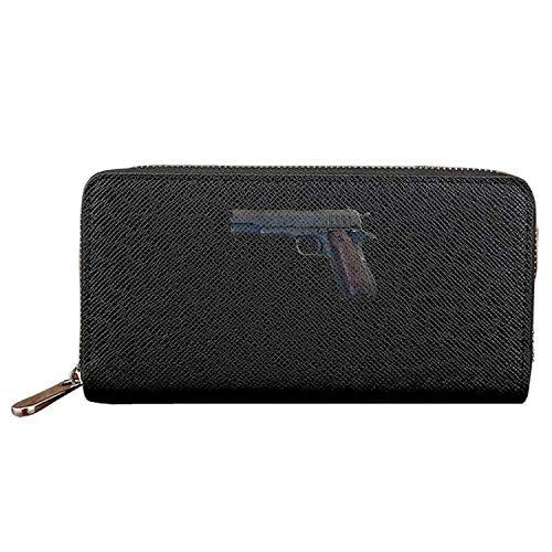 Long Fashion Purse M1911 Pistol PU Wallets Credit Card Clutch Huge Storage Capacity