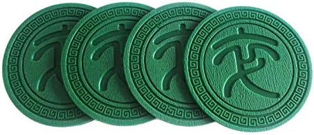 100 Goods Silicone Chinese Chess Xiangqi in Qin Script All-Weather Drink Coasters, 90x90x3mm, Set of 4 Soldiers Green